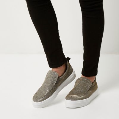 Silver slip on trainers